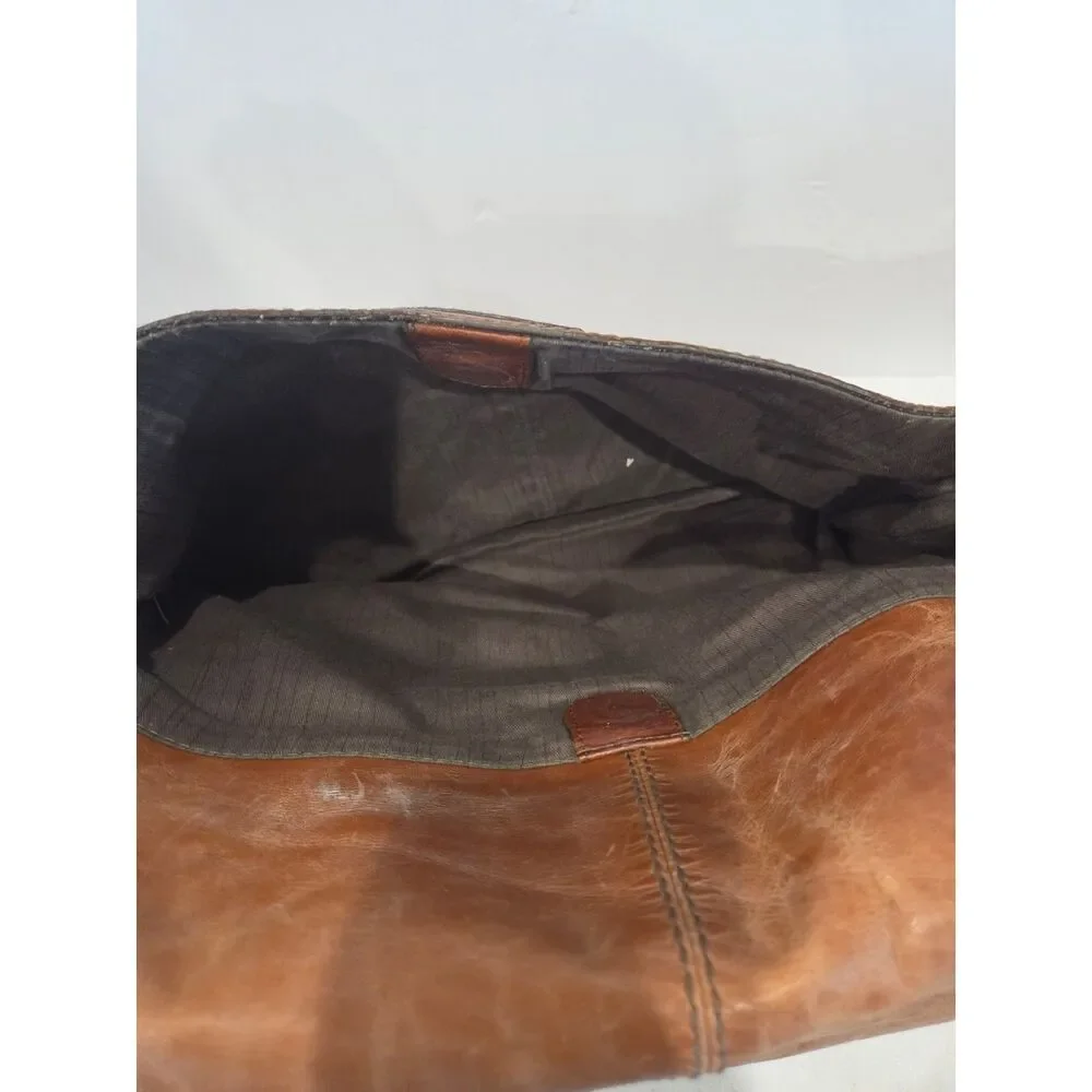 Vintage Leather Fossil Brand Messenger Bag Distressed Laptop Bag Brown
